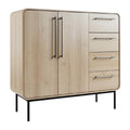 **Moderne houten kast met metalen poten en minimalistisch design**