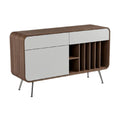 **Moderne TV-kast van hout met witte deuren en metalen poten**