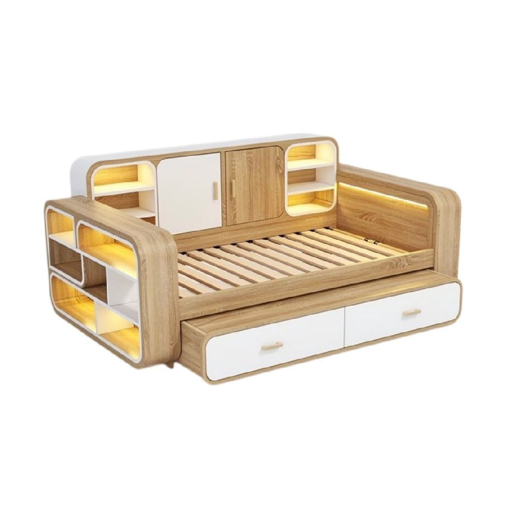 **Technische titel in het Nederlands: Moderne opklapbare bedbank met opslag en verlichting**